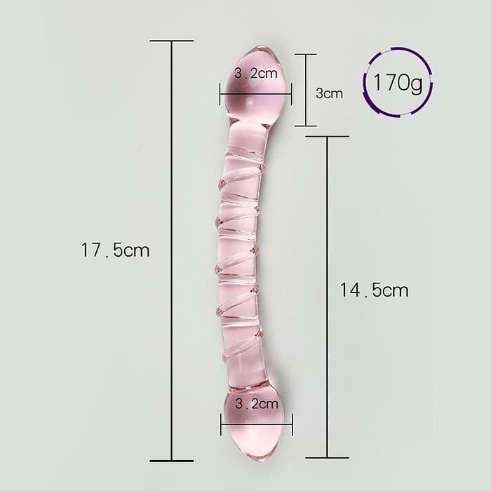 Double Trouble Glass Dildo In Pink - Image 5