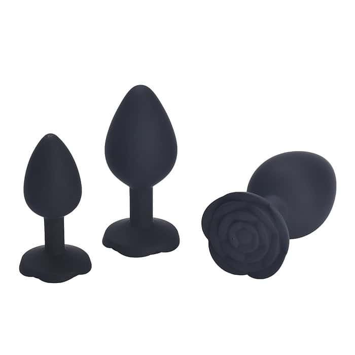 3pcs Rose Silicone Anal Plug Set - Image 17