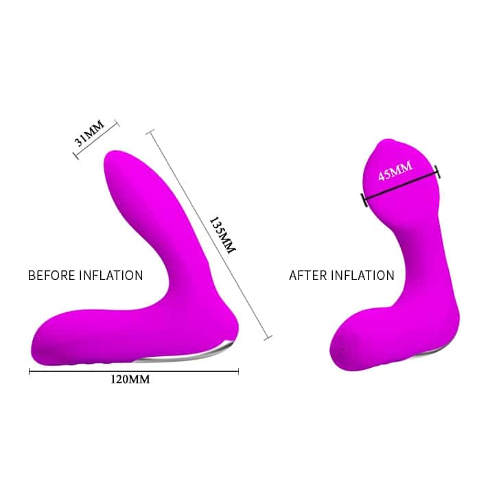 12-Function Vibrations Inflatable USB Rechargeable Anal Vibrator In Purple