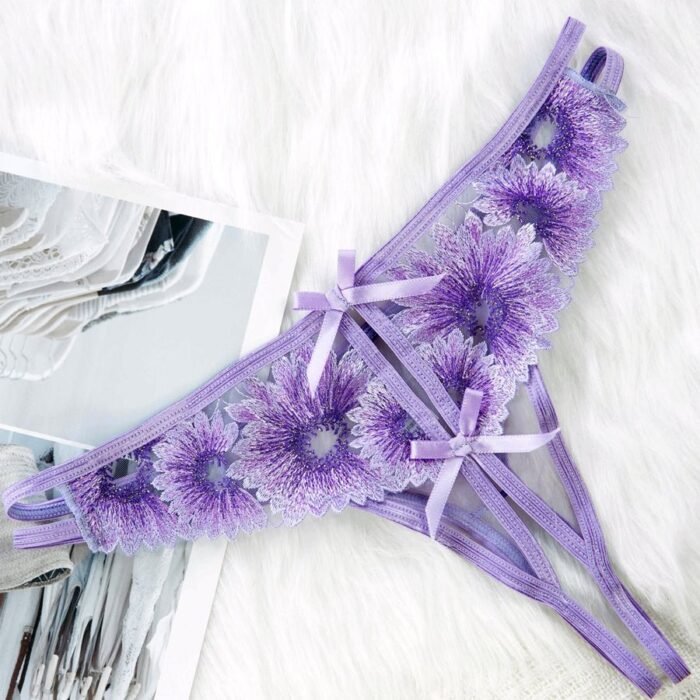 Purple Floral Lace Bra Set - Image 8