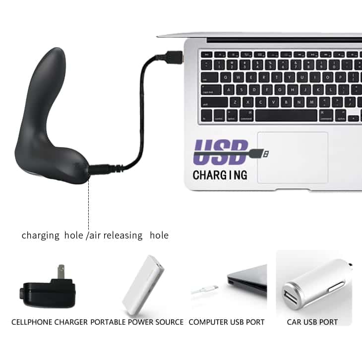 12-Function Vibrations Inflatable USB Rechargeable Anal Vibrator