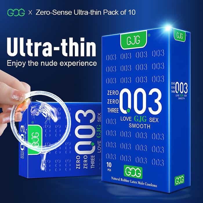 GJG 003 Series Ultra-Thin Zero Distance Natural Latex Rubber Condoms Blue 10PCS - Image 2