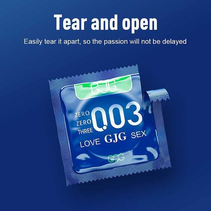 GJG 003 Series Ultra-Thin Zero Distance Natural Latex Rubber Condoms Blue 3PCS - Image 5