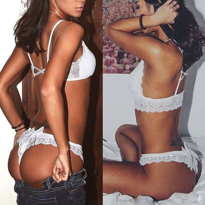 Bow Solid Color Lace Translucent Panties - Image 11