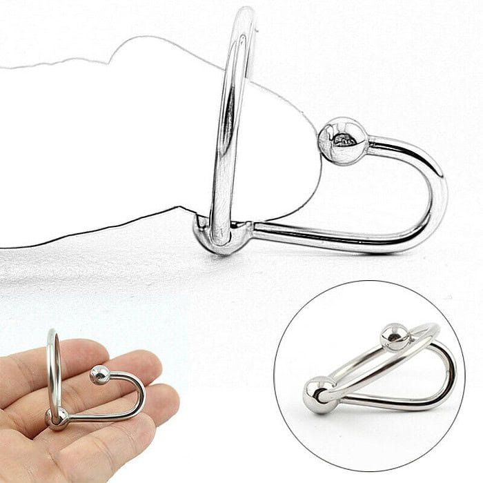 Penis Ring Orgasm Urethra Sex Toy Dual Ball Stainless Steel Cock Penis Head Ring - Image 4