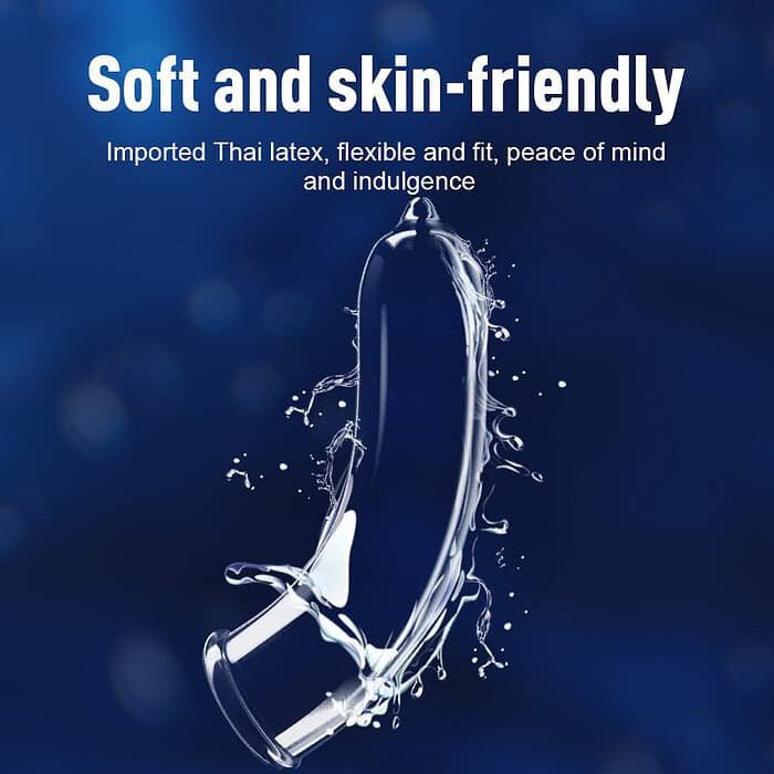 GJG 003 Series Ultra-Thin Zero Distance Natural Latex Rubber Condoms Blue 10PCS - Image 4